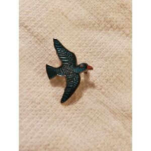 Blue Lapel Pin Dove Of Peace Classic Look Art Deco Style
